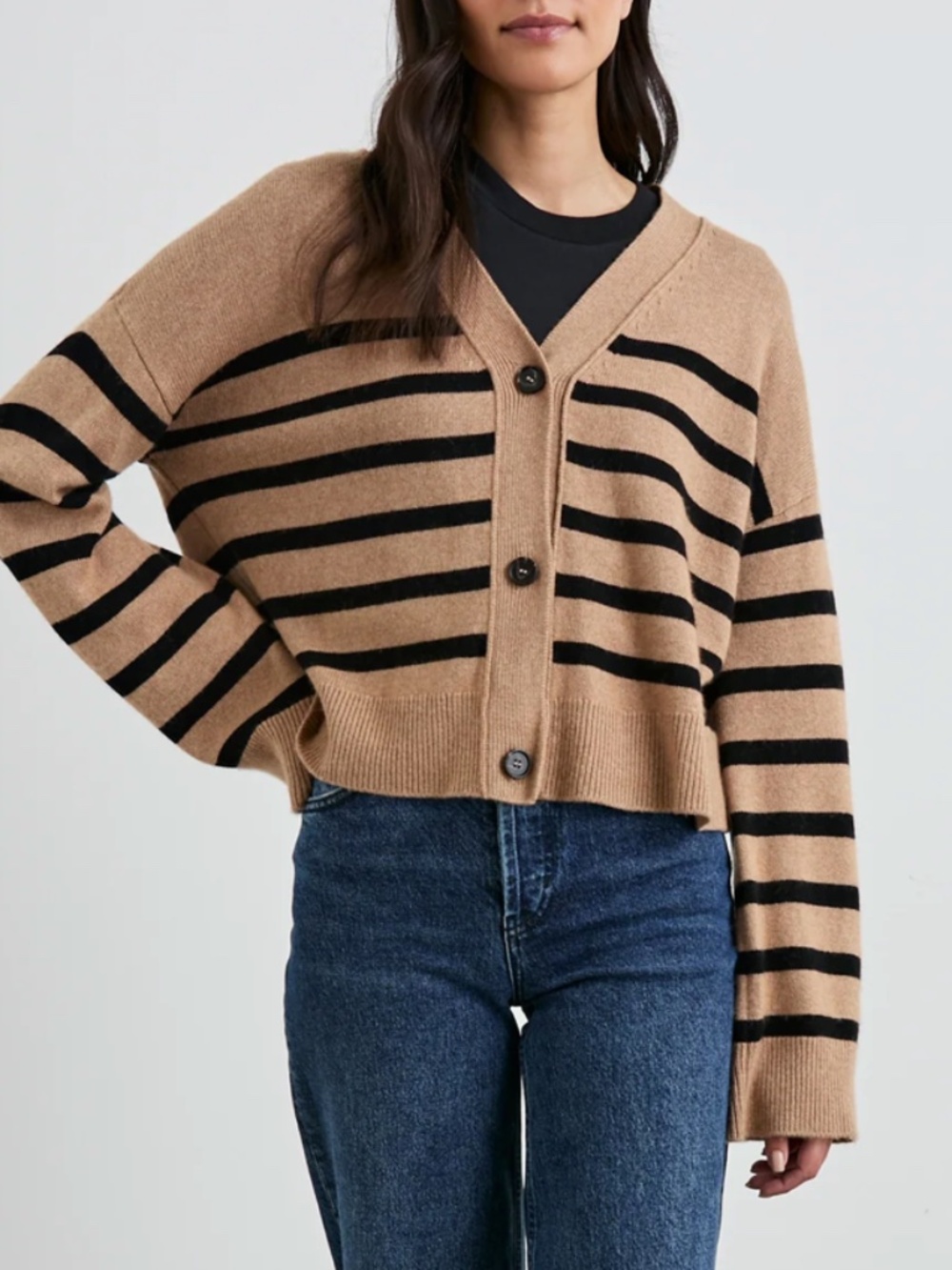 Rails Geneva wool/cashmere sweater, size small. Camel and black striped